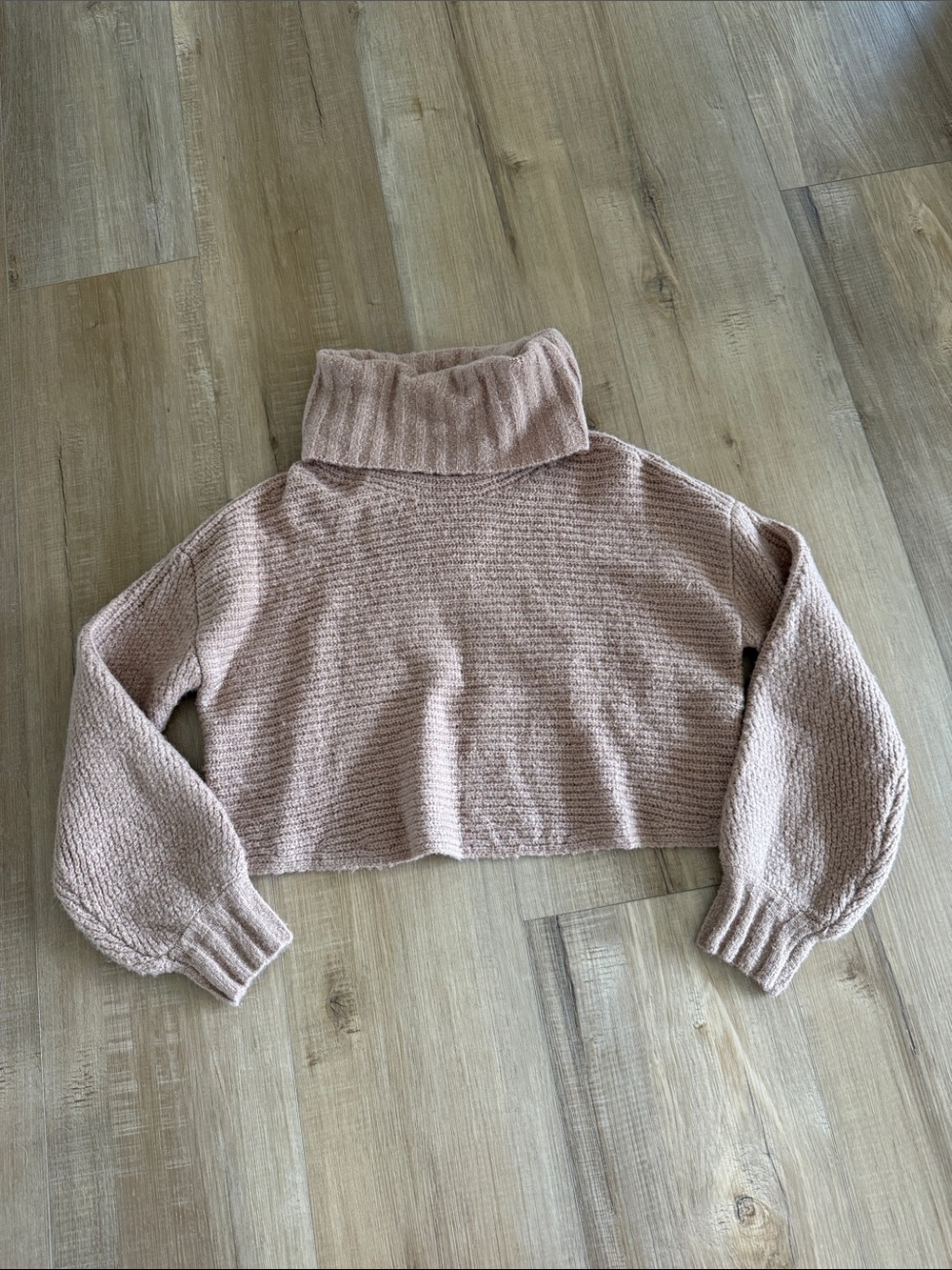 Elan Blush Pink Cropped Turtleneck Sweater